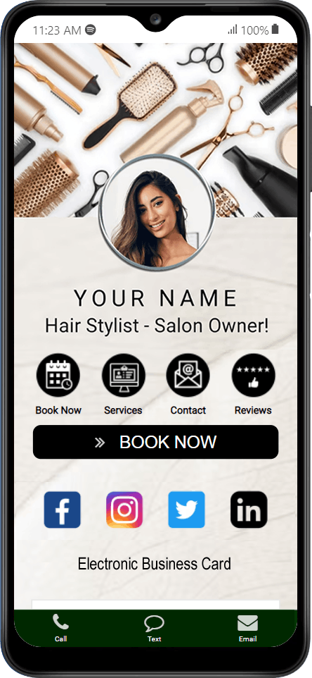 Hair Stylist electronic business card